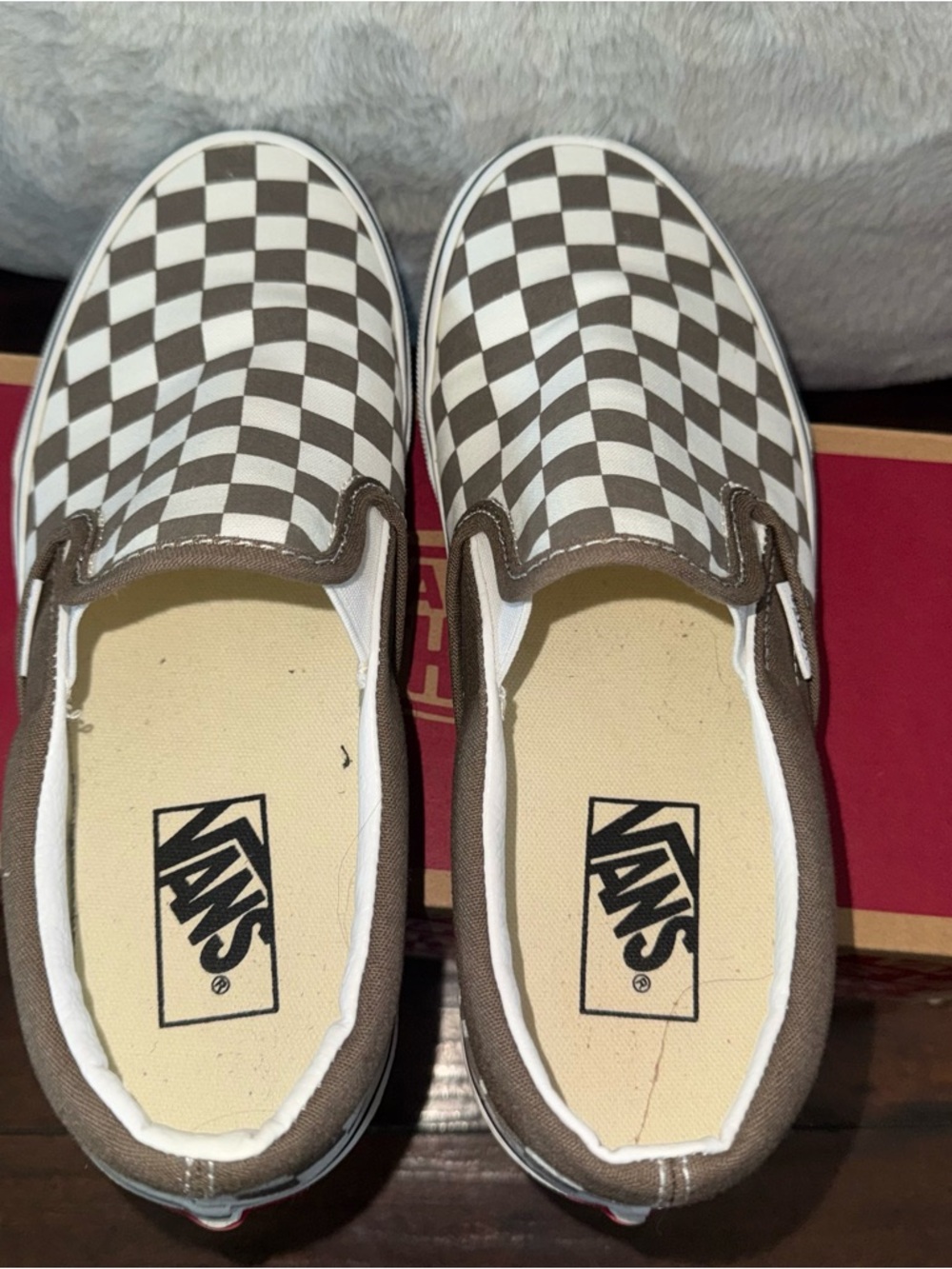 Vans Slip-On Checkerboard in Brown and White - Picture 4 of 7